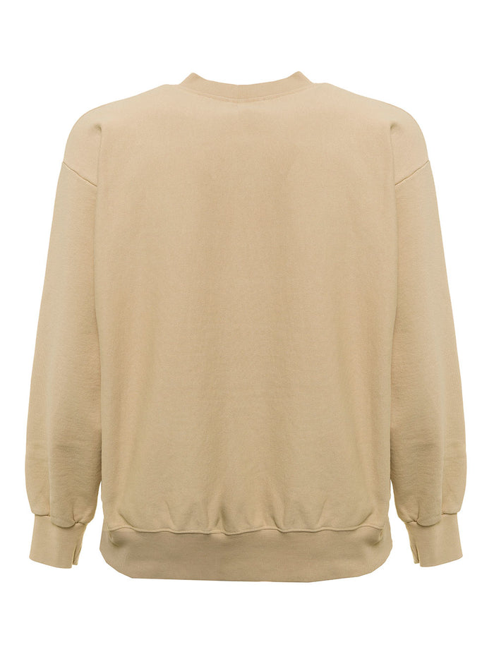 Womens Aries Beige Cotton Sweatshirt With Logo Sweatshirts