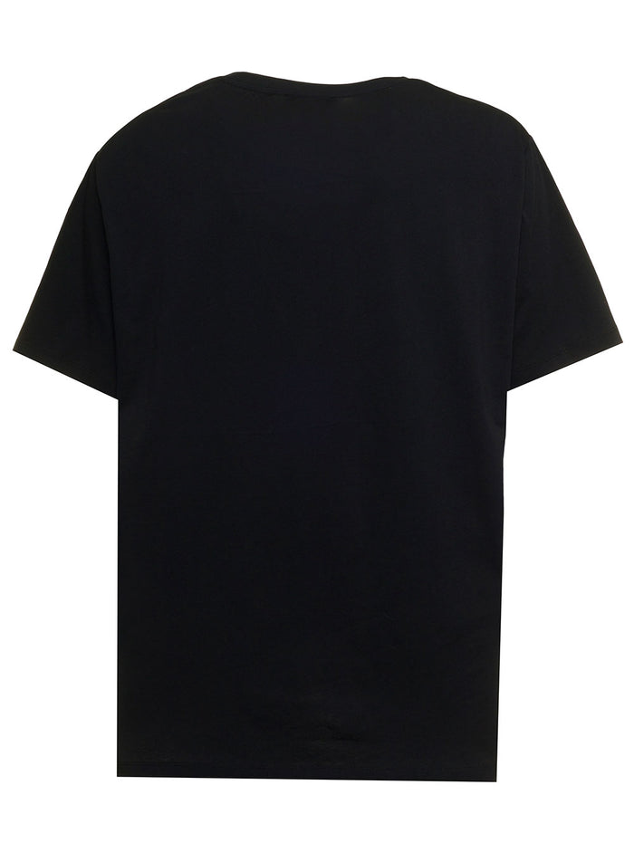 Balmain Mans Black Cotton T-Shirt With Logo Print Tshirts And Polo Shirts