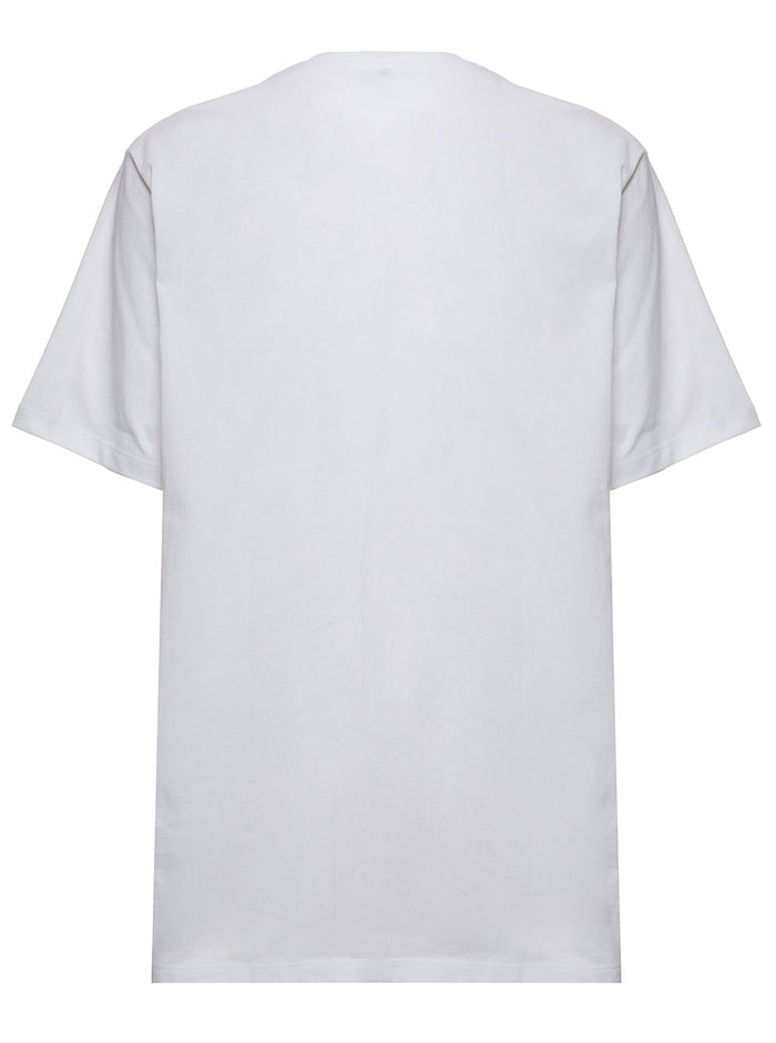 Balmain Mans White Cotton T-Shirt With Logo Print Tshirts And Polo Shirts