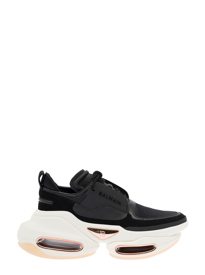 Balmain Womans B-Bold Black Leather Sneakers Calf - Bos Taurus