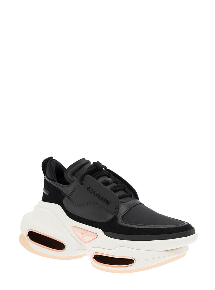 Balmain Womans B-Bold Black Leather Sneakers Calf - Bos Taurus