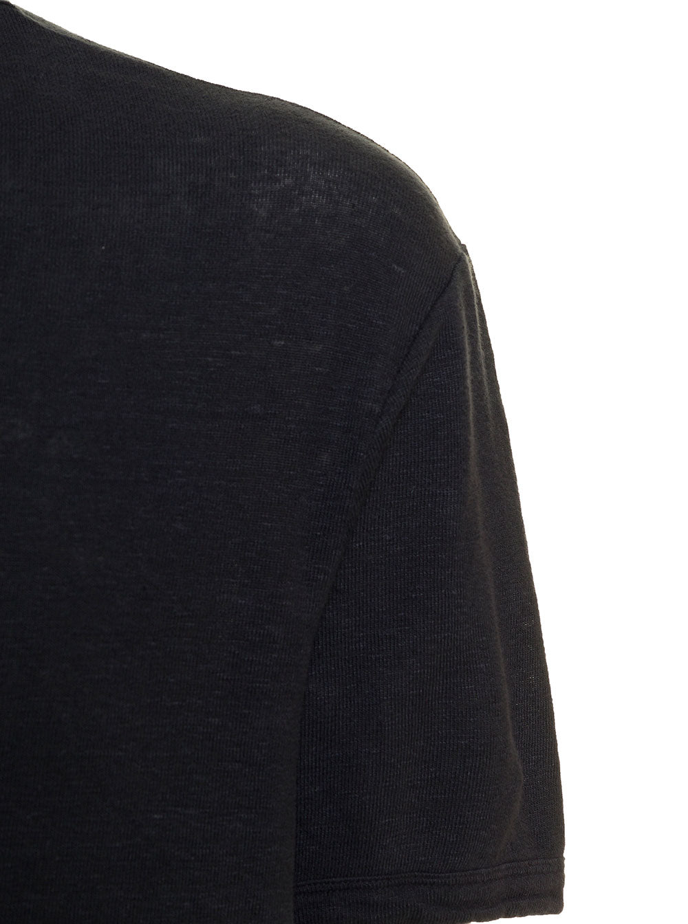 Officine Generale Mans Anthracite Grey Linen T-Shirt Tshirts And Polo Shirts