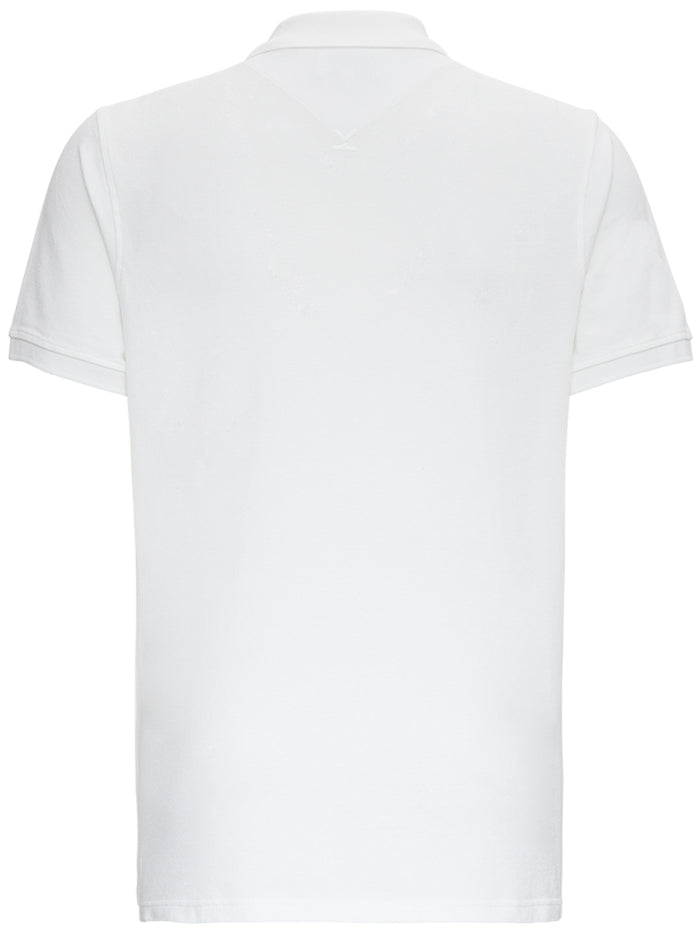 Kenzo Tiger Mans White Cotton Piquet Polo Shirt With Logo Tshirts And