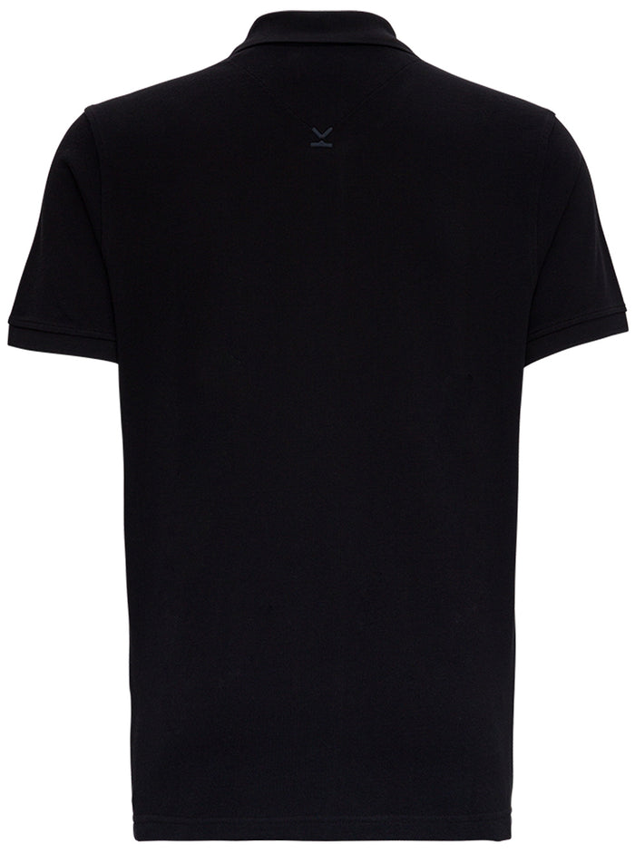 Kenzo Tiger Mans Black Cotton Piquet Polo Shirt With Logo Tshirts And
