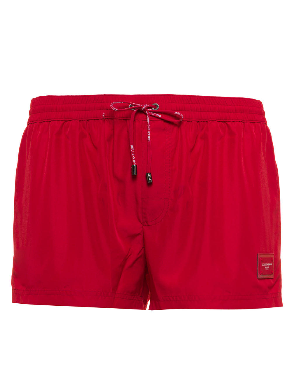 Red Nylon Swim Shorts With Logo Polyester Beachwear