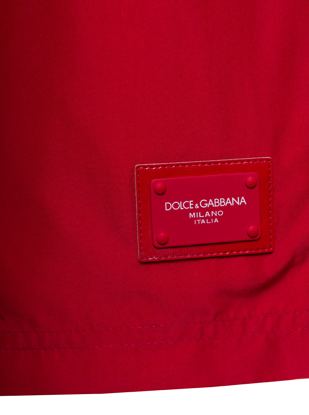 Red Nylon Swim Shorts With Logo Polyester Beachwear