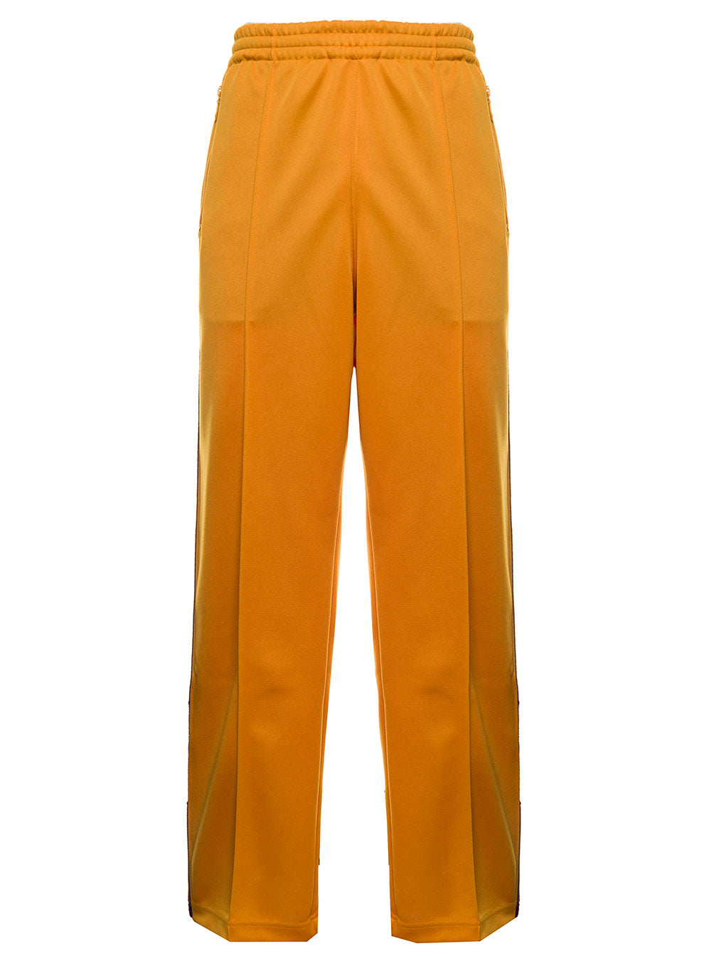 Needles Man Nylon Orange Trousers With Stripes Yellow Polyester