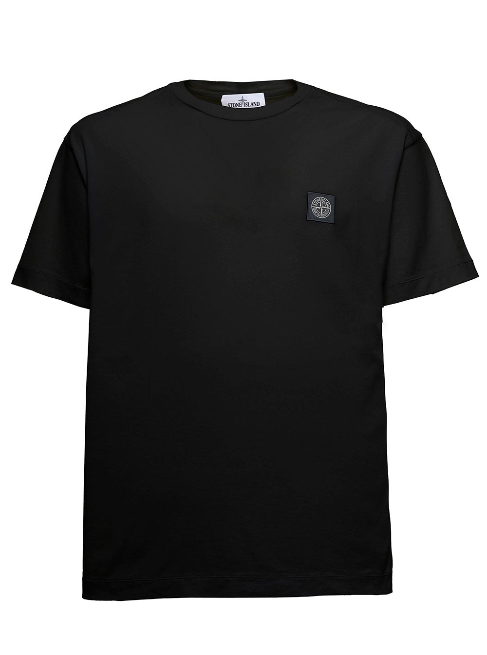 Stone Island Man Cotton Black T-Shirt Tshirts And Polo Shirts