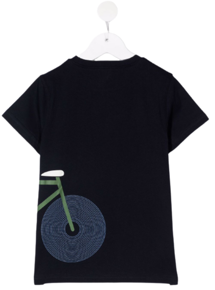 Il Gufo Boy Cotton Black T-Shirt With Cycle Print Tshirts And Polo Shirts
