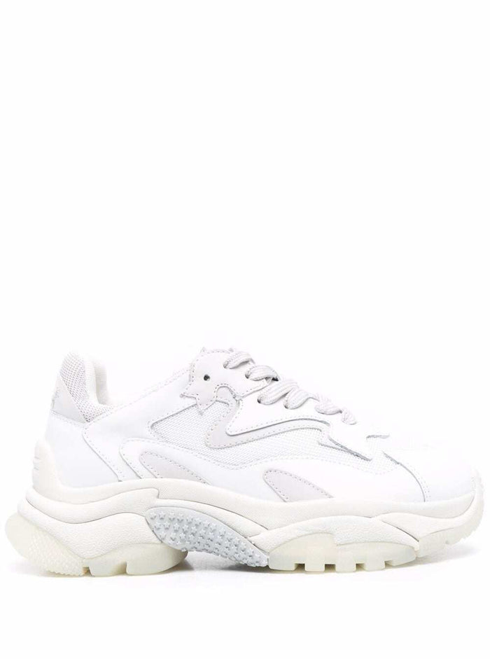 Ash Womans Addict Leather And Fabric White Sneakers