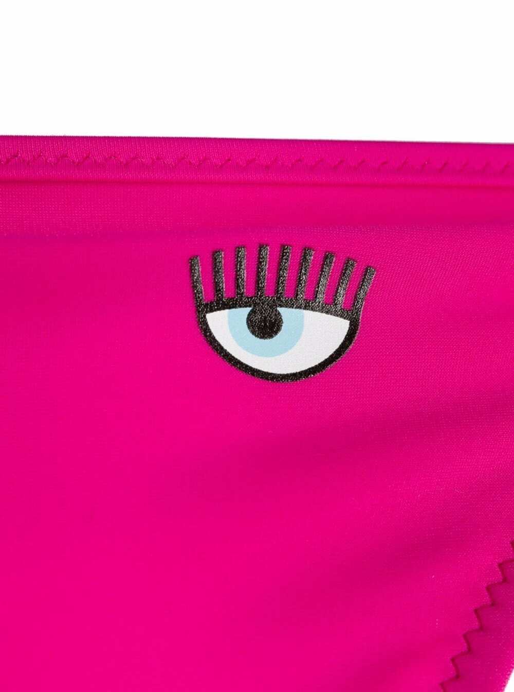 Chiara Ferragni Womans Stretch Fabric Pink Eyestar Bikini Briefs Fuxia Polyamide Elastane Beachwear