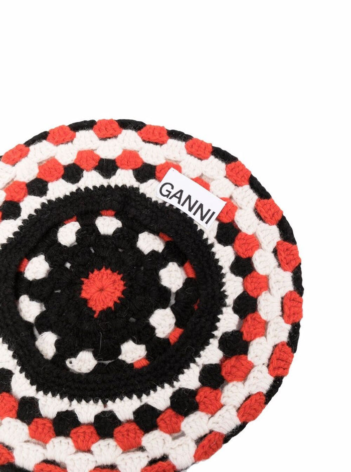 Ganni Womans Multicolor Crochet Wool Basque Rec Pa Other Hats And Gloves