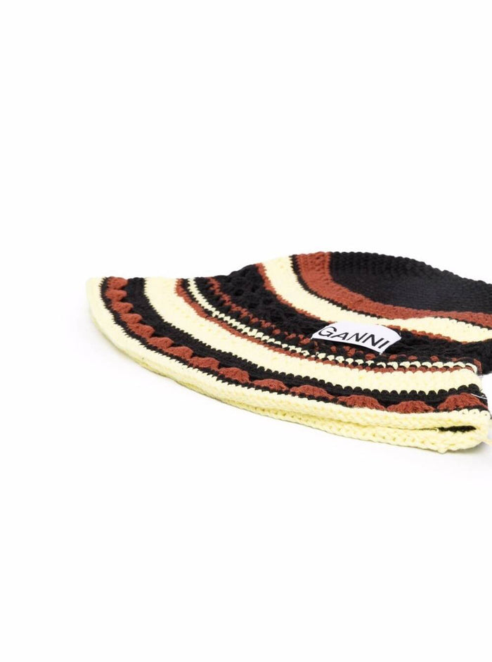 Ganni Womans Multicolor Crochet Cotton Hat Organic And Gloves