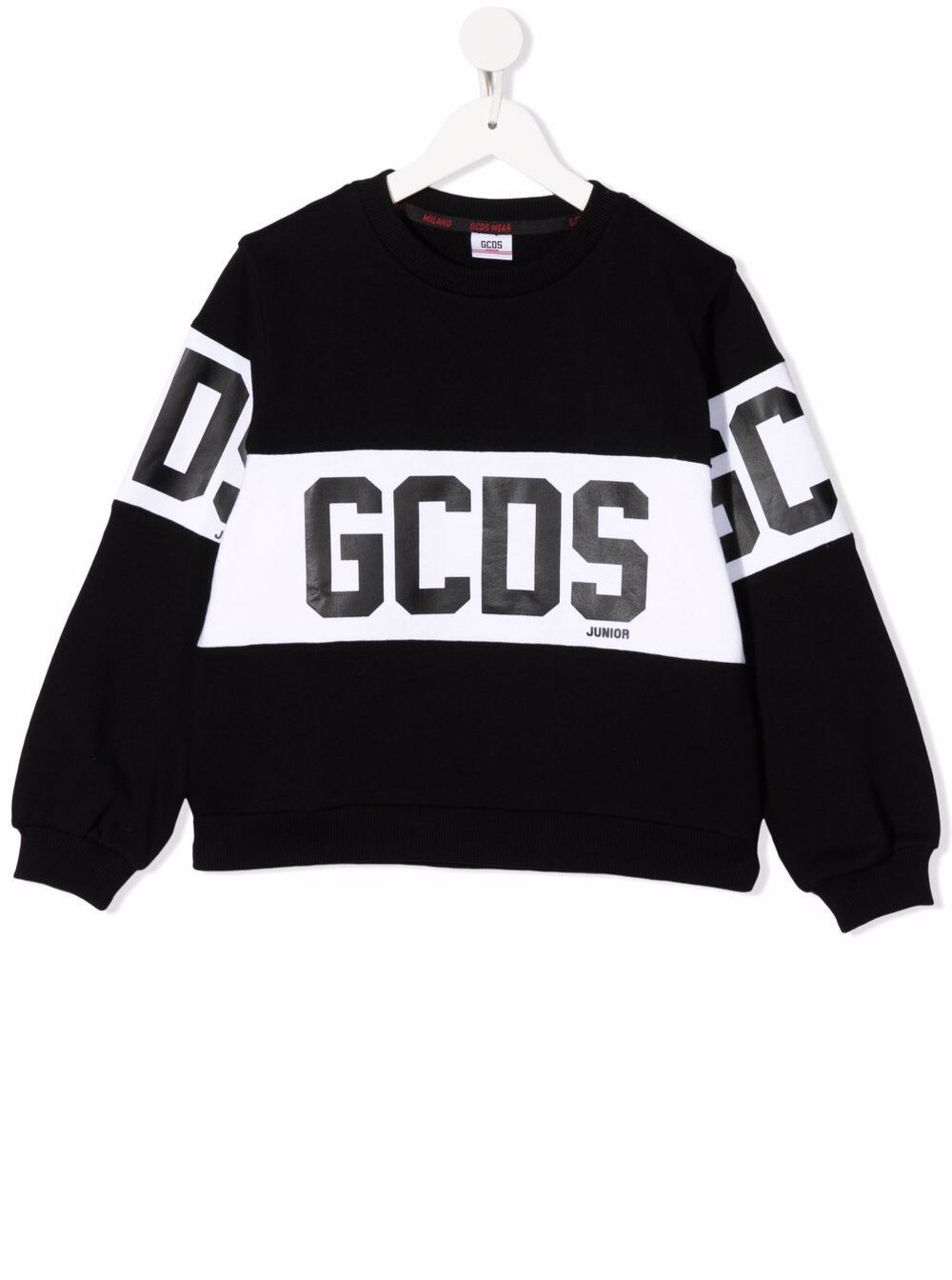 Gcds Boys Black Cotton Crew Neck Sweatshirt With Logo Sweatshirts