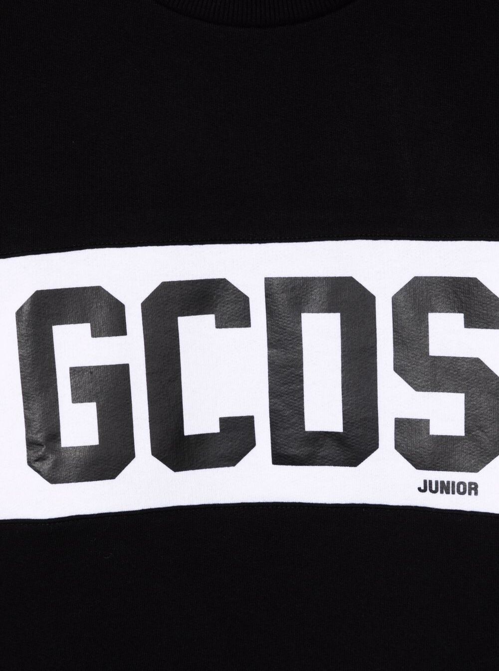 Gcds Boys Black Cotton Crew Neck Sweatshirt With Logo Sweatshirts