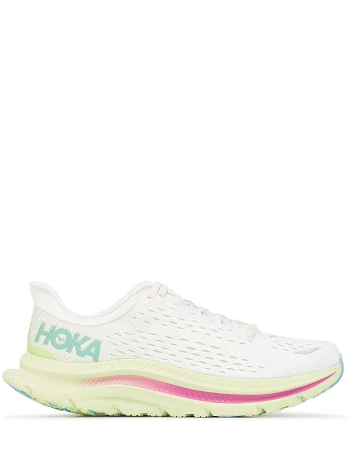 Hoka One Womans Kawana White Fabric Sneakers With Logo