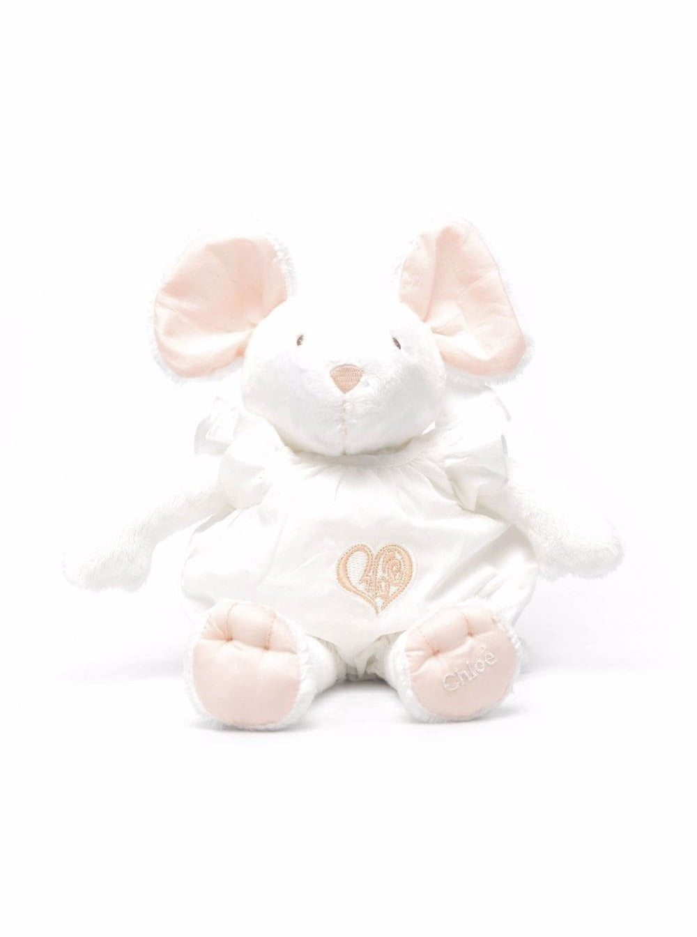 Chloé Baby Girls White And Pink Mouse Teddy Bear With Logo Piumino Rpl Pagliaccetto Co