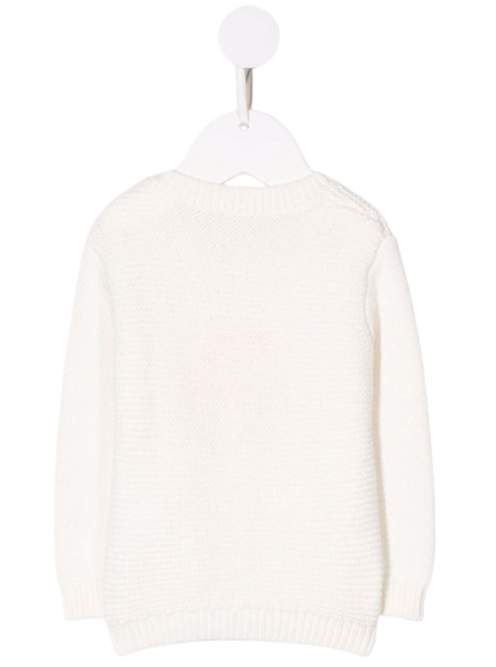 Stella Mccartney Kids Baby White Cotton And Wool Sweater With Smile Detail Jersey