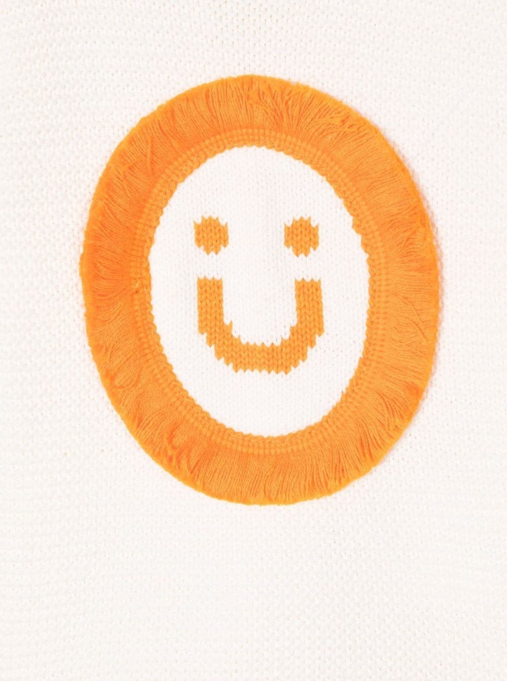 Stella Mccartney Kids Baby White Cotton And Wool Sweater With Smile Detail Jersey