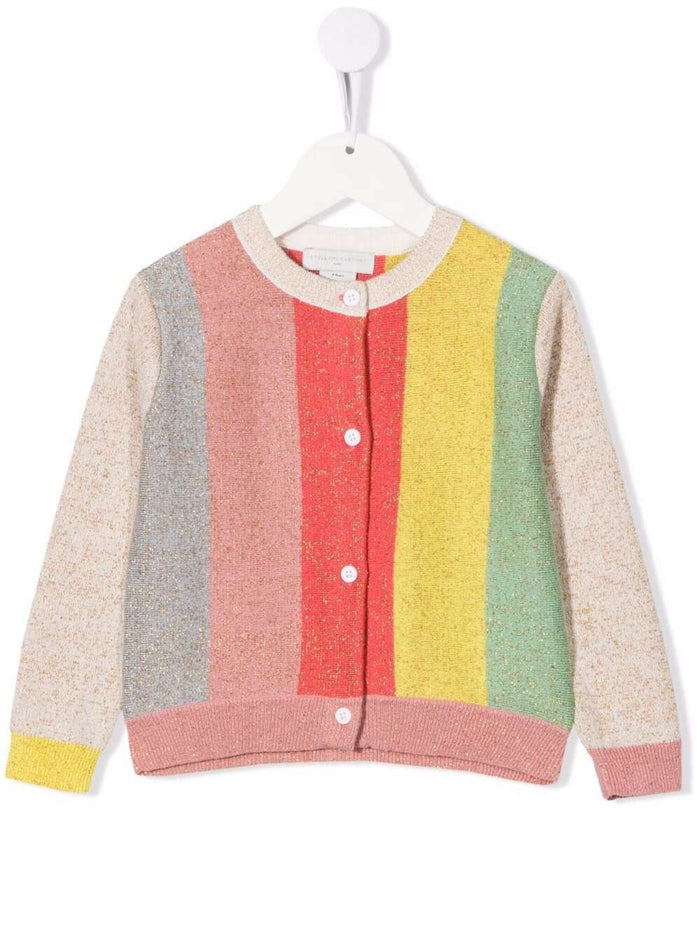 Stella Mccartney Kids Girls Multicolor Striped Cotton Lurex Cardigan Jersey