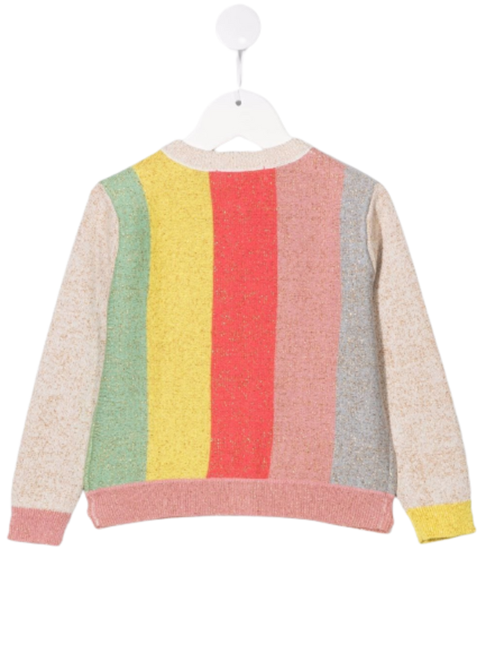 Stella Mccartney Kids Girls Multicolor Striped Cotton Lurex Cardigan Jersey