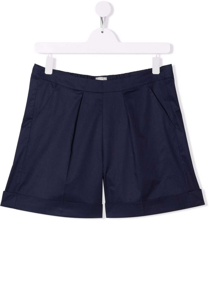 Il Gufo Kids Girls Blue Cotton Shorts Blu Elastane And Bermuda