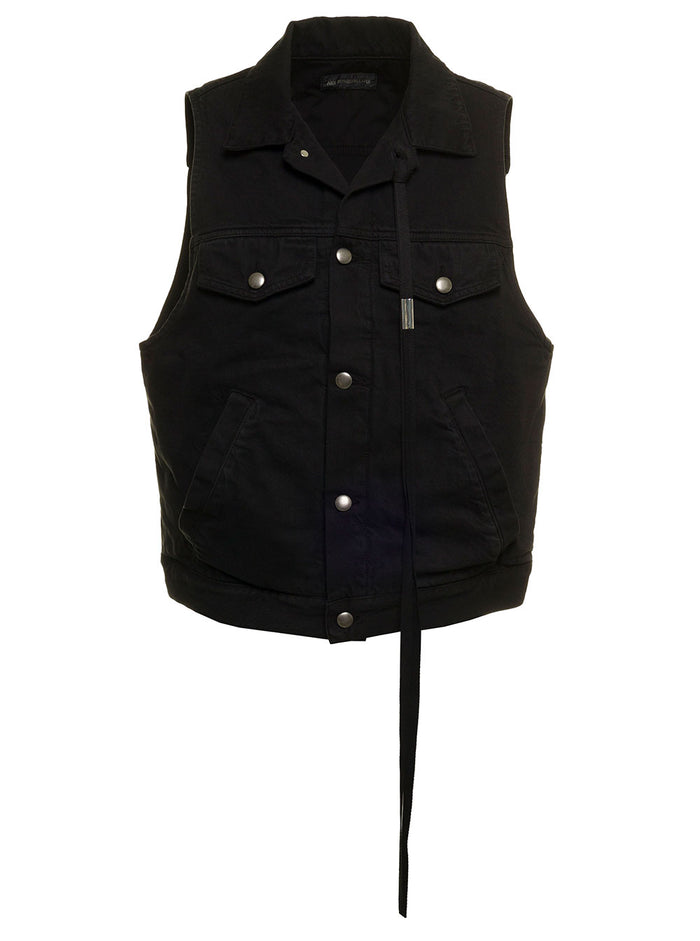 Ann Demeulemeester Womans Black Denim Vest Blazers