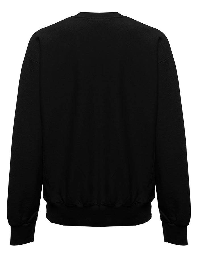 Aries Mans Black Cotton Sweatshirt With Logo Print Sweatshirts