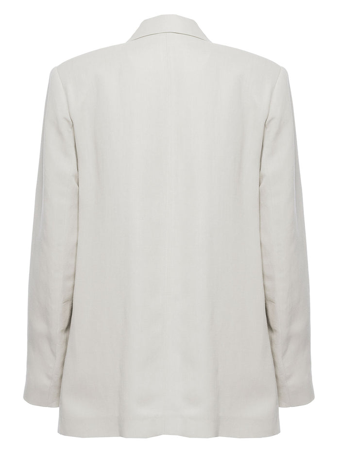 Antonelli Womans Double-Breasted Greve Ice-Colored Linen Blend Blazer White Viscose Blazers
