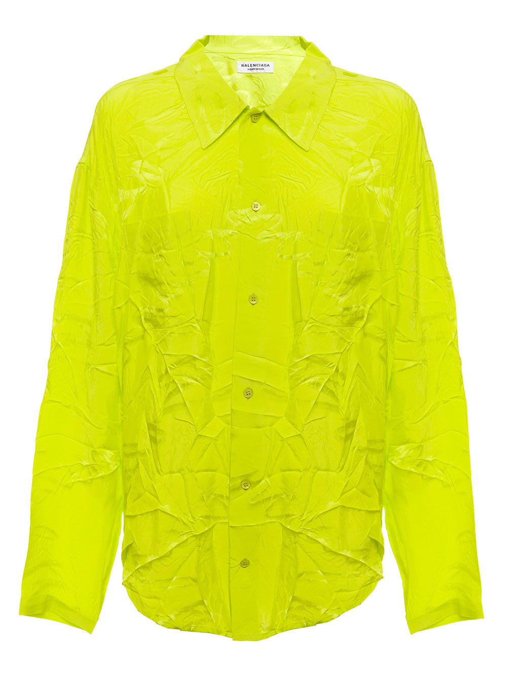 Balenciaga Woman Crinkled Yellow Satin Shirt Viscose And Blouses