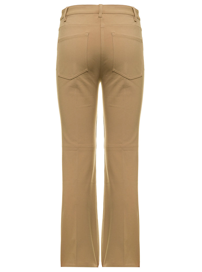 Theory Womans Beige Cotton Blend Trousers Nylon Elastane