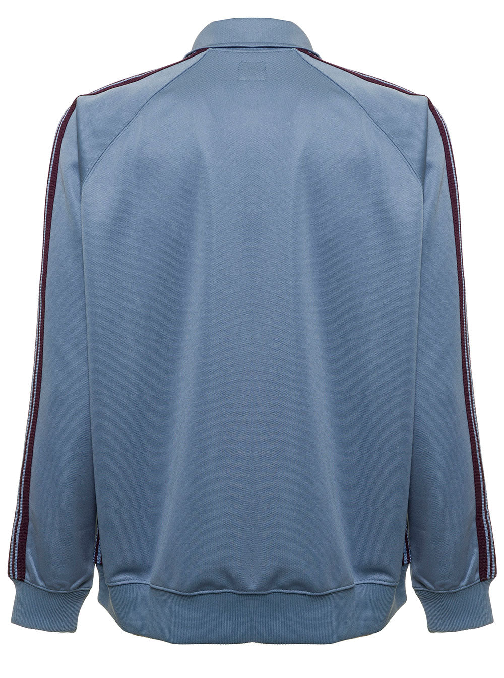 Needles Man Nylon Light Blue Sweatshirt With Stripes Blu Polyester Sweatshirts
