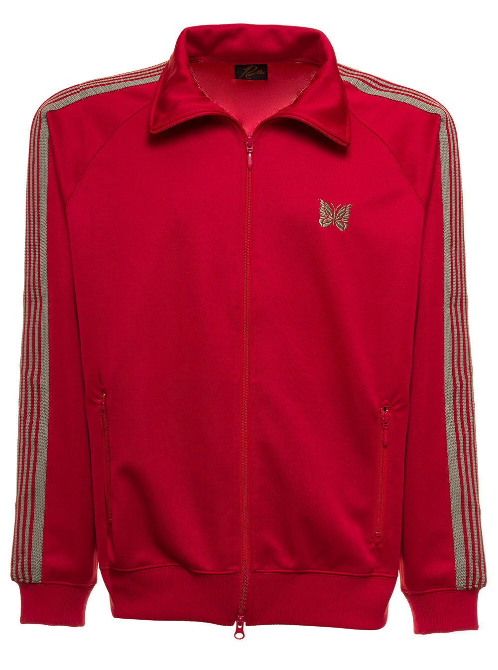 Needles Man Nylon Red Sweatshirt With Stripes Polyester Sweatshirts
