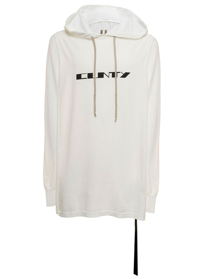 Drkshdw Man White Cotton Hoodie With Print Sweatshirts
