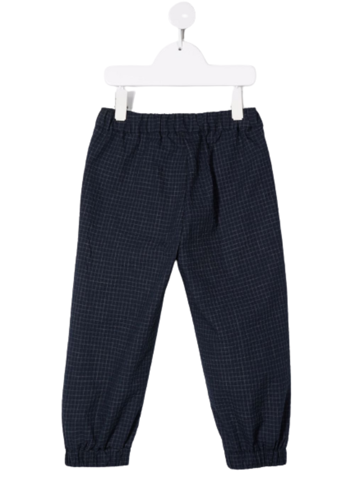 Il Gufo Kids Boys Check Cotton Trousers Blu Polyamide Elastane