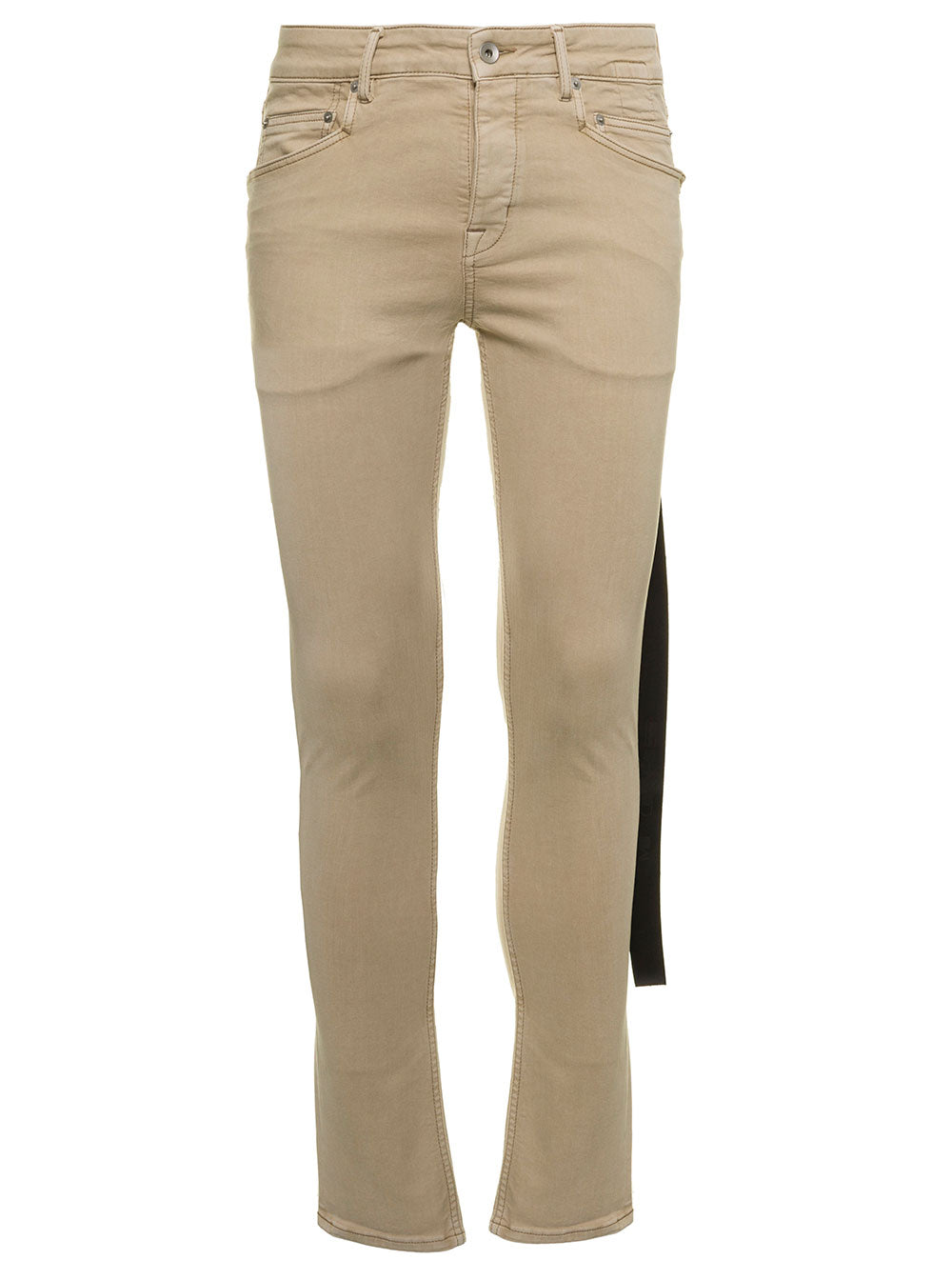 Single-Breasted Beige Cotton Jacket Drkshdw Man Polyester Rubber Blazers