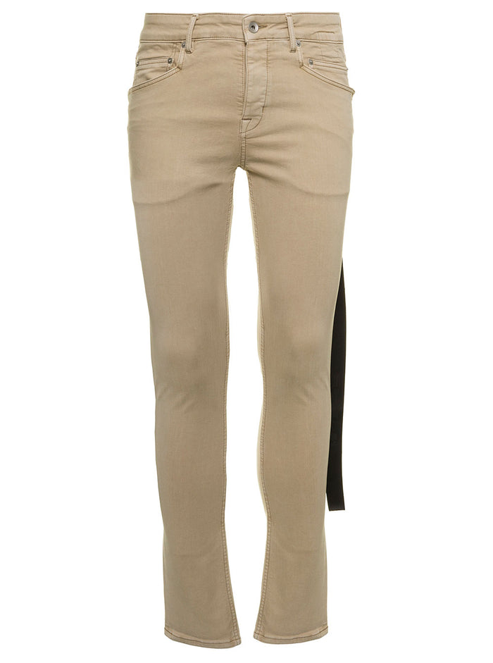 Single-Breasted Beige Cotton Jacket Drkshdw Man Polyester Rubber Blazers