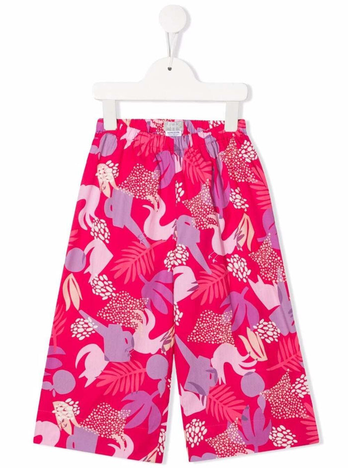 Il Gufo Kids Girls Multicolor Printed Cotton Trousers