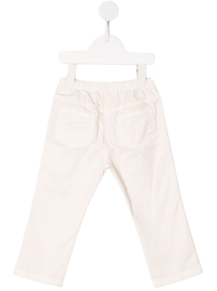 Il Gufo Kids Baby Boys White Cotton Pants Beige Elastane Trousers