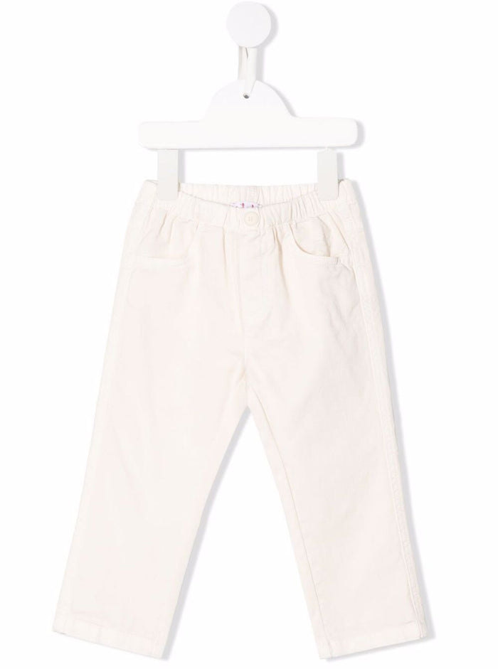 Il Gufo Kids Baby Boys White Cotton Pants Beige Elastane Trousers