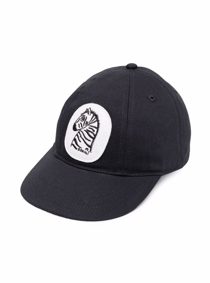 Mini Rodini Kids Boys Black Organic Cotton Hat With Print And Gloves