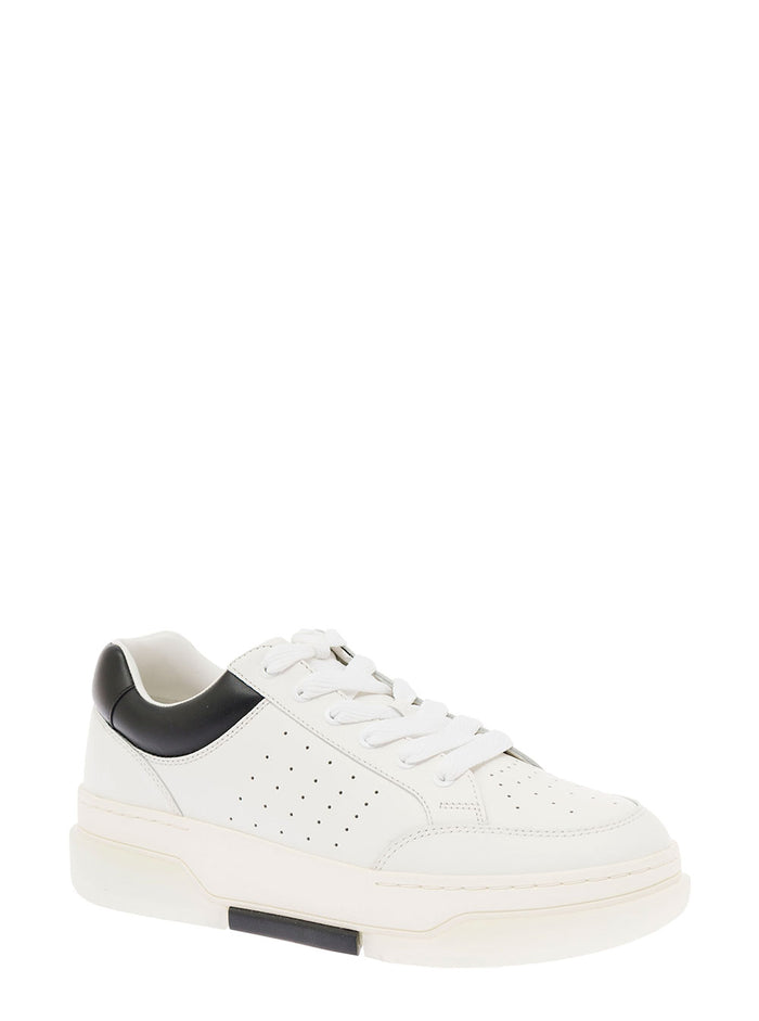 Amiri Mans Stadium White And Black Leather Low Sneakers
