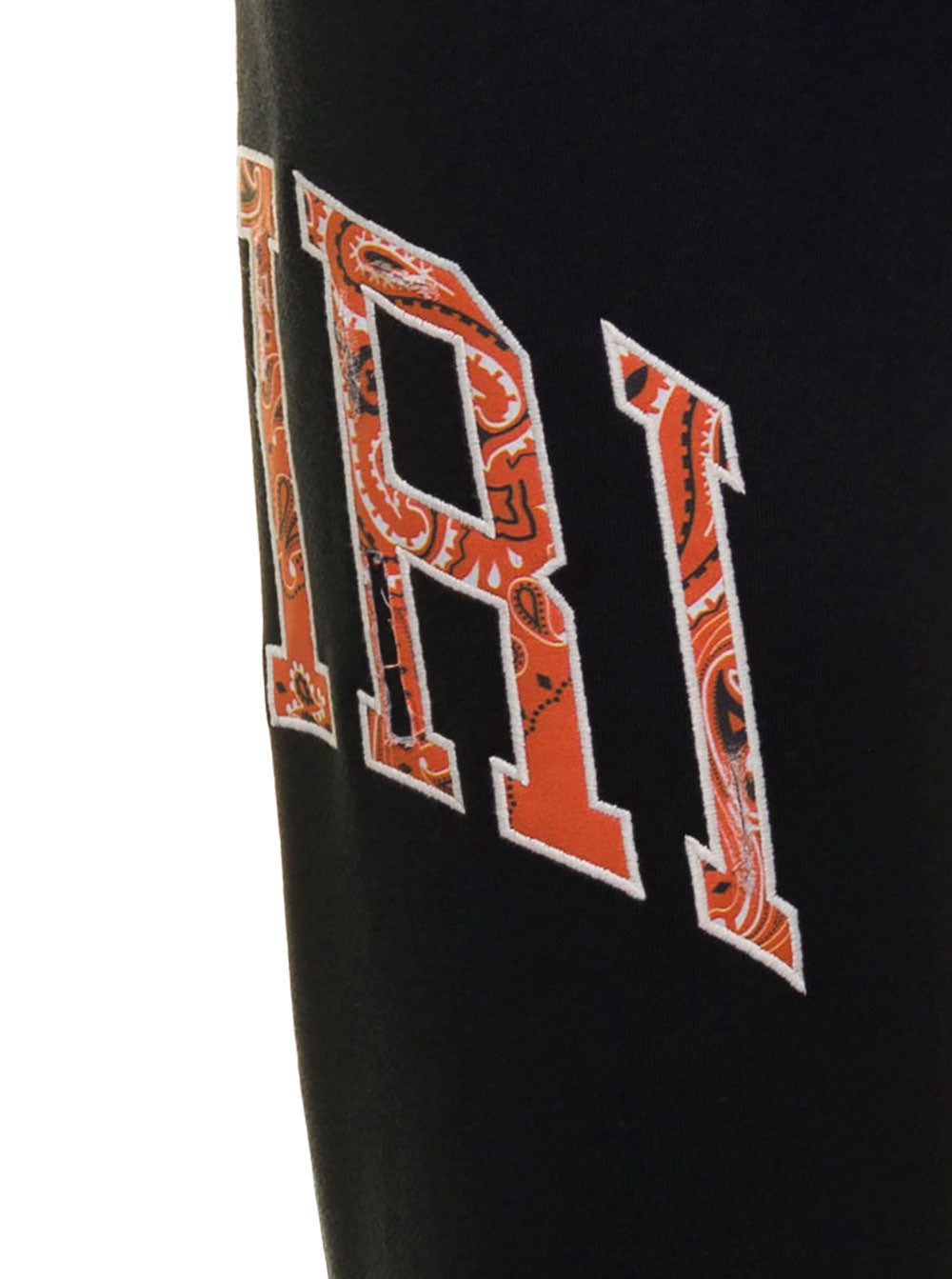 Amiri Mans Black Cotton Joggers With Bandana Logo Detail Trousers