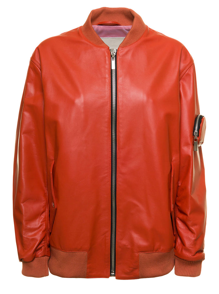 Anthony Regina Womans Orange Leather Jacket