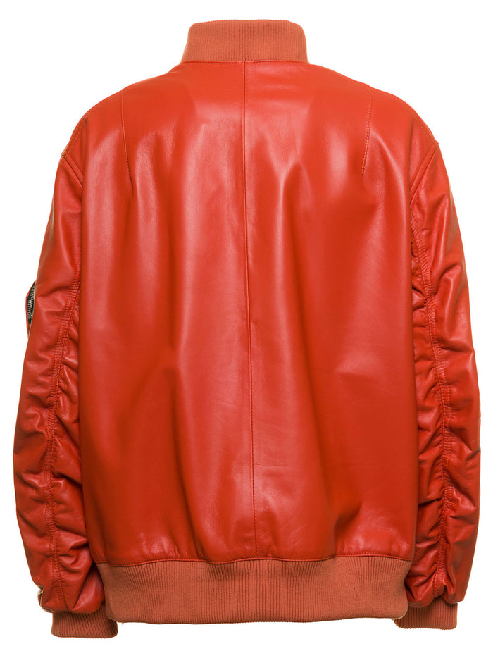 Anthony Regina Womans Orange Leather Jacket