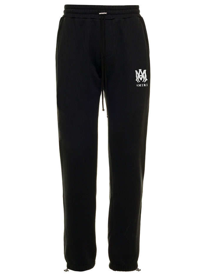 Amiri Man S Black Cotton Joggers With Logo Trousers