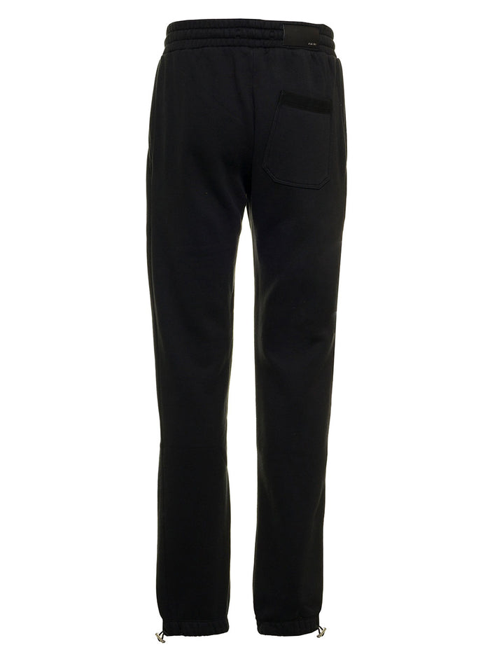 Amiri Man S Black Cotton Joggers With Logo Trousers