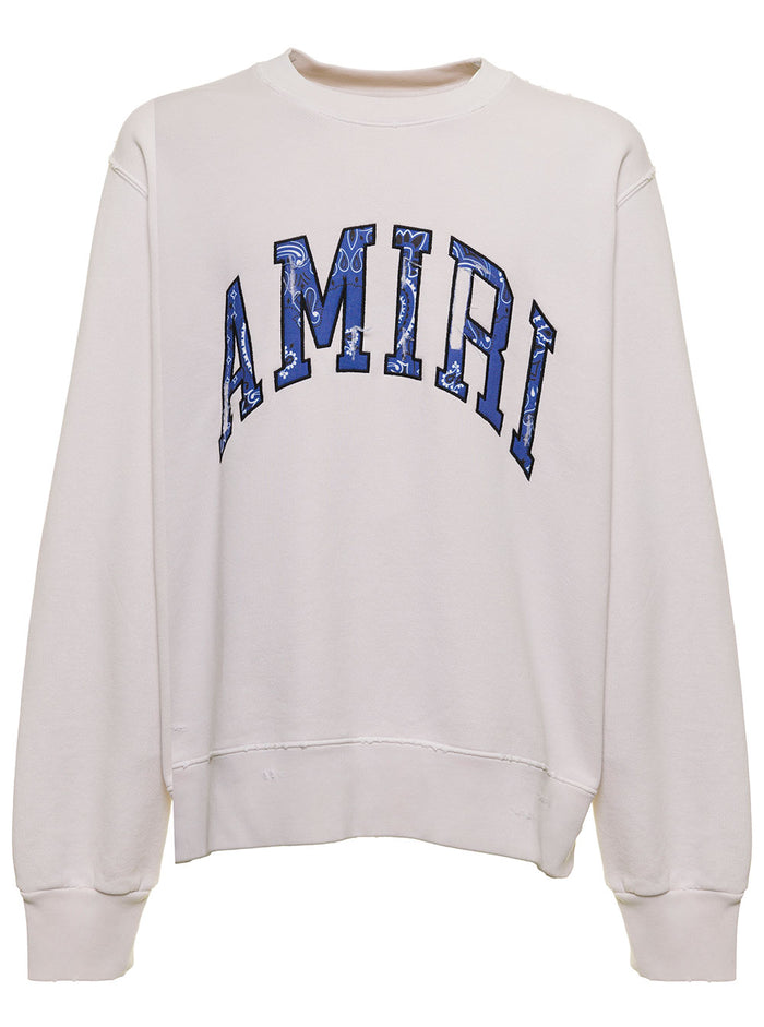 Amiri Mans White Cotton Sweatshirt With Bandana Logo Detail Sweatshirts