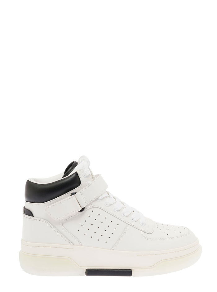 Amiri Mans Stadium White And Black Leather High Top Sneakers