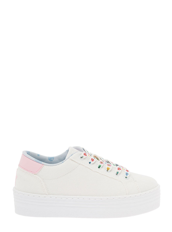 Hiara Feragni Kids Girlss Eye Star White Cotton Sneakers